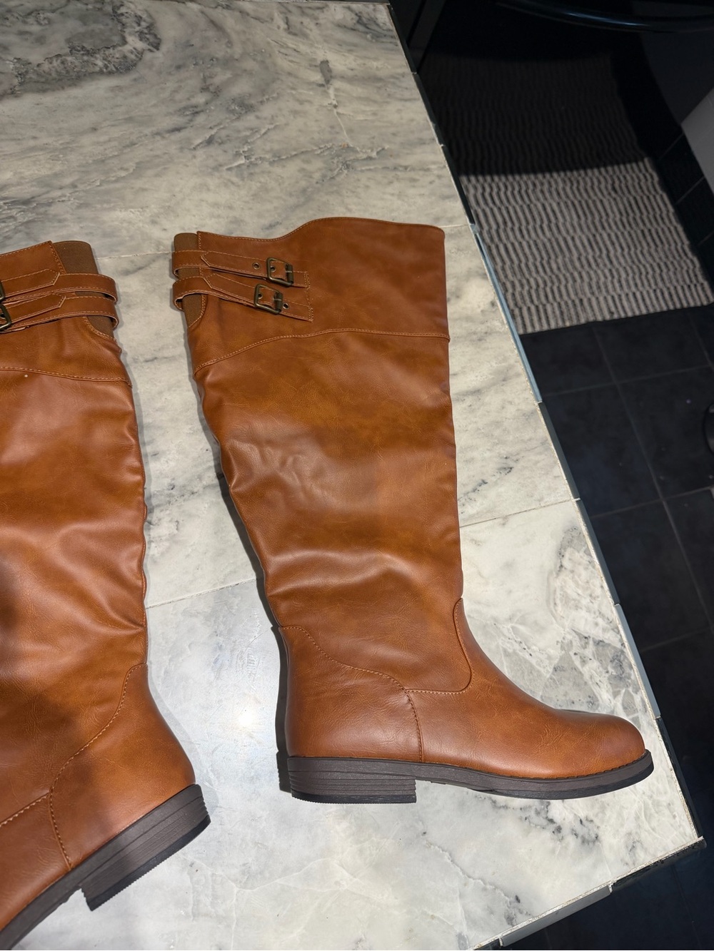Women's Over-the-Knee Buckle Riding Boots - Cognac journee collection 10 extra w